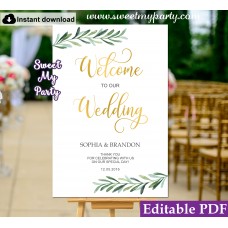 Greenery welcome sign template,Greenery wedding welcome sign template, (78)